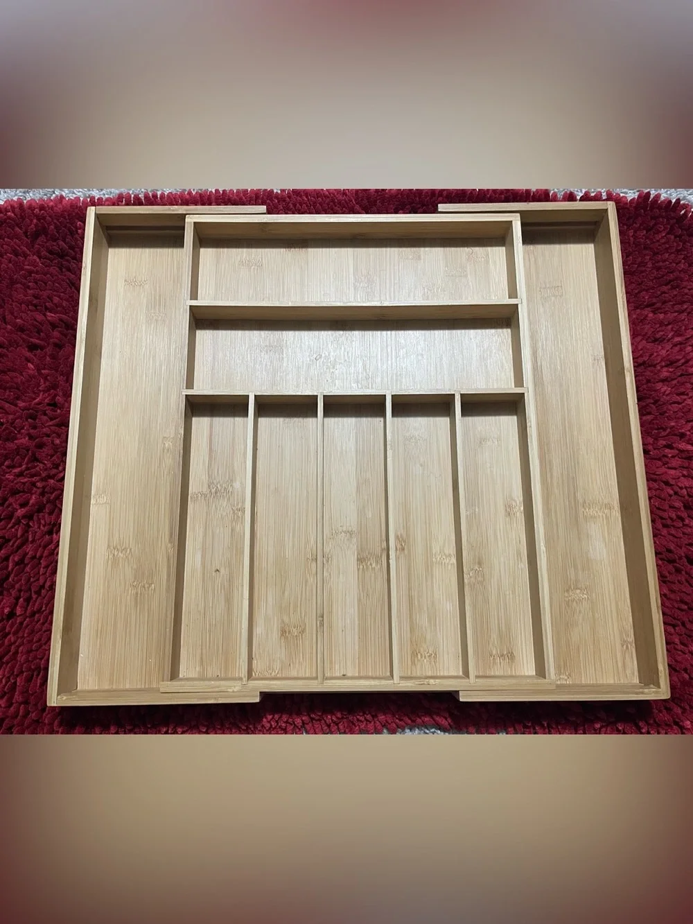 Bamboo Drawer Organizer Tray - Natural Bamboo Cutlery & Utensil Divider